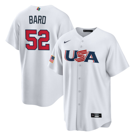 Men's 2023 World Baseball Classic #52 Daniel Bard USA White Jersey1 baseball jersey product view 1