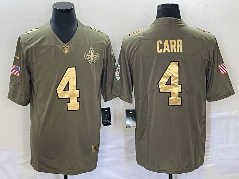 Men's New Orleans Saints Derek Carr #4 Brown Player Jersey1 football jersey product view 1