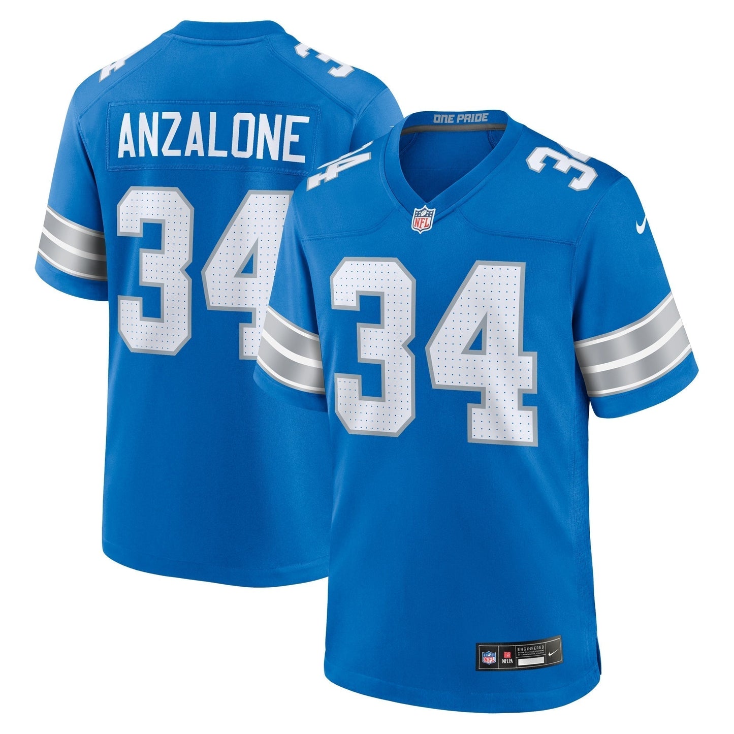Alex Anzalone Detroit Lions Nike Game Jersey - Blue football jersey product view 1
