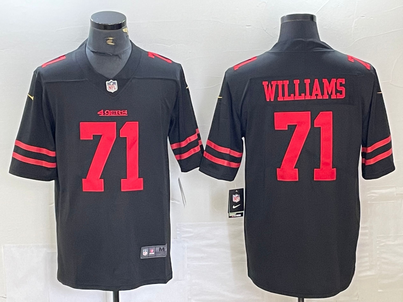 Men's San Francisco 49ers Trent Williams #71 Black Game Player Jersey1 football jersey product view 1