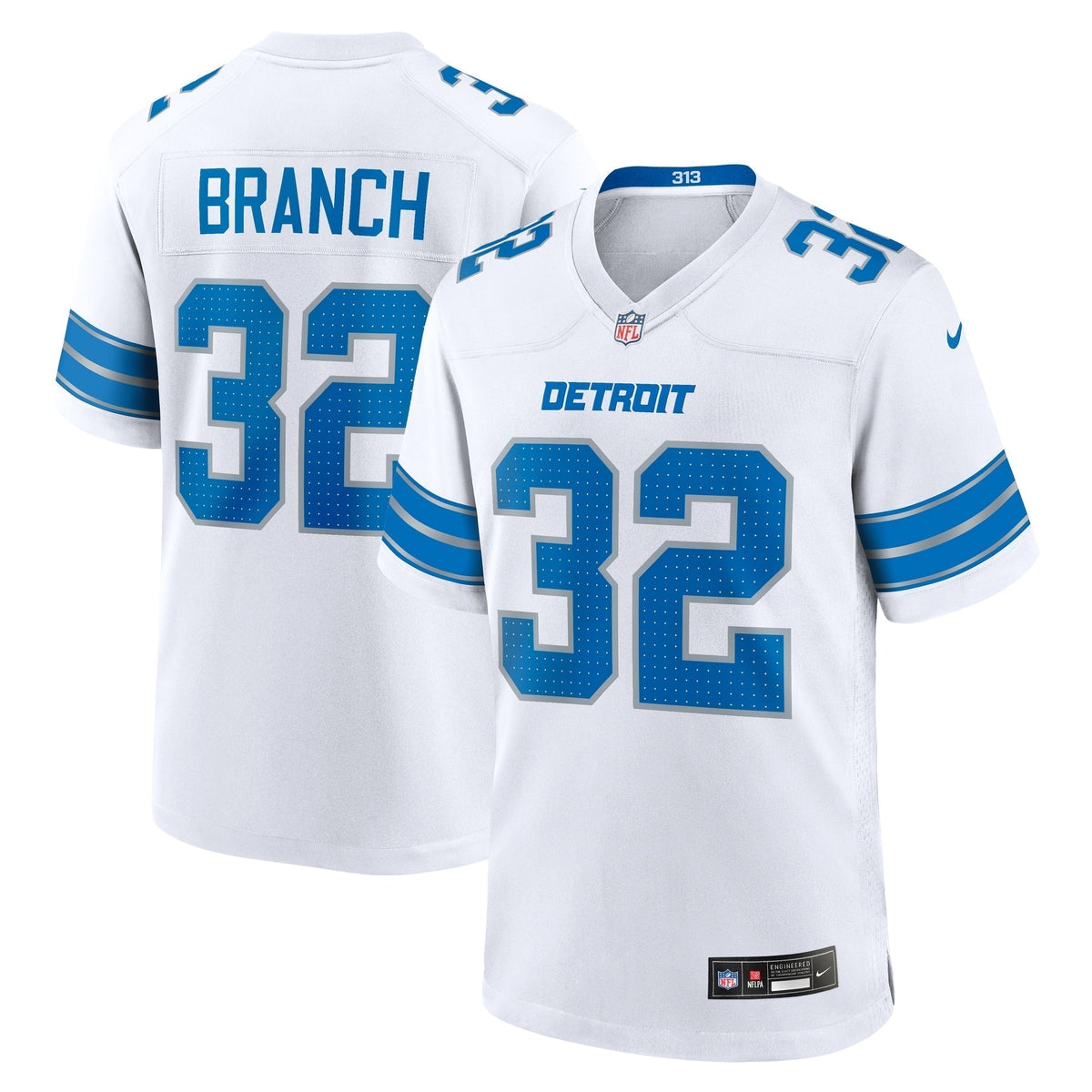 Brian Branch Detroit Lions Nike White Game Jersey - White football jersey product view 1