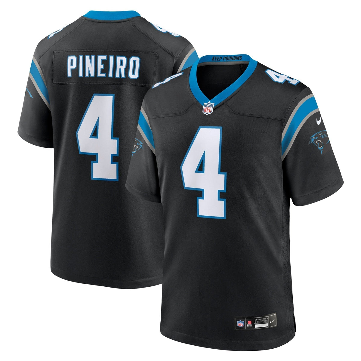 Eddy Pineiro Carolina Panthers Nike Team Game Jersey - Black football jersey product view 1