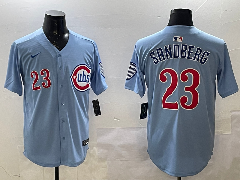 Men's Chicago Cubs Ryne Sandberg #23 Baby Blue 2nd Alternate Limited Player Jersey1 baseball jersey product view 1
