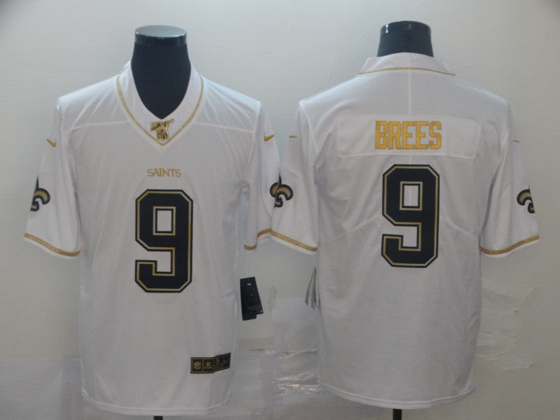 Men's New Orleans Saints Drew Brees #9 White Game Jersey1 football jersey product view 1