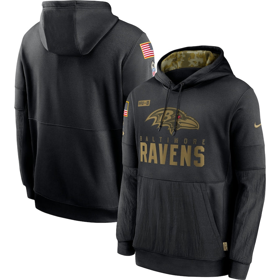 Men's Baltimore Ravens NFL 2020 Salute to Service Hoodie1 Black football jersey product view 1