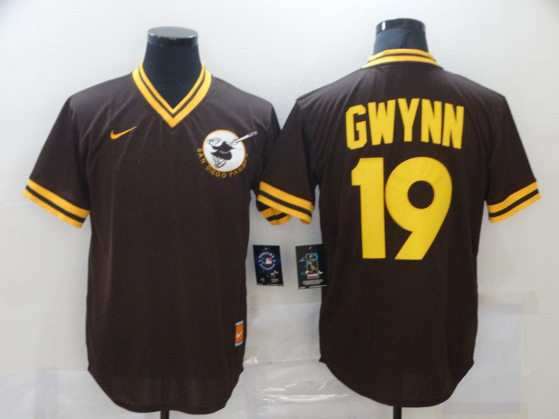 Men's San Diego Padres Tony Gwynn #19 Brown Player Jersey1 baseball jersey product view 1