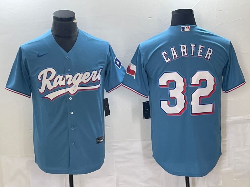 Men's Texas Rangers Evan Carter #32 Light Blue Replica Player Jersey baseball jersey product view 1