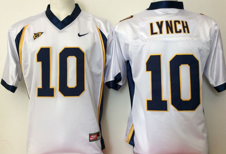 Men's California Golden Bears Marshawn Lynch #10 White Player Game Jersey football jersey product view 1