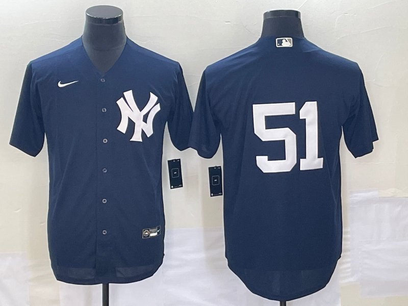 Men's New York Yankees Bernie Williams #51 Navy Replica Player Name Jersey1 baseball jersey product view 1