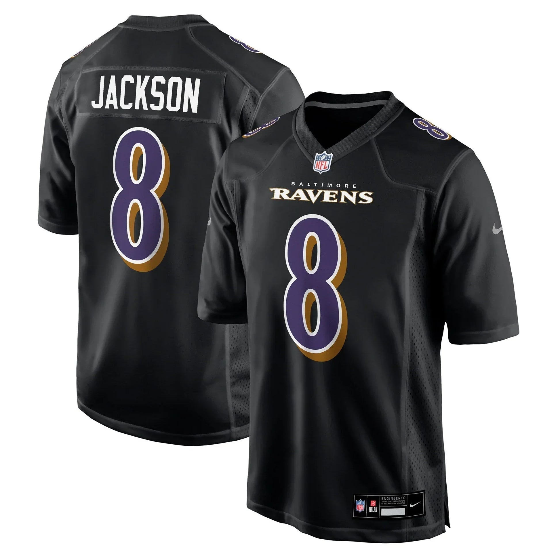 Lamar Jackson Baltimore Ravens Alternate Jersey - Black football jersey product view 1