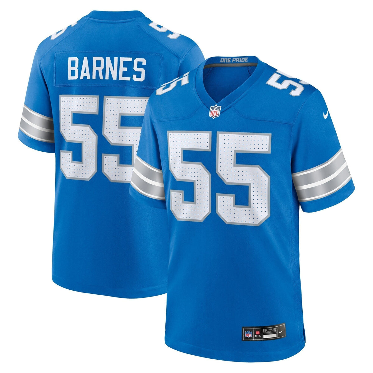Derrick Barnes Detroit Lions Nike Team Game Jersey - Blue football jersey product view 1
