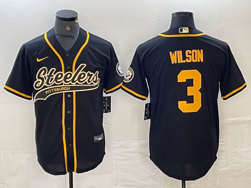 Men's Pittsburgh Steelers Russell Wilson #3 Black Player Jersey1 Joint Edition football jersey product view 1