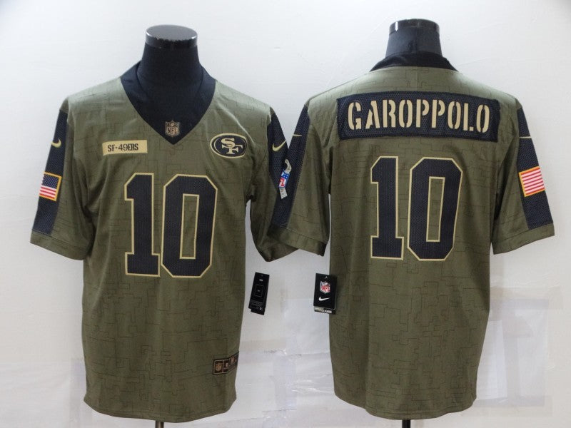 Men's San Francisco 49ers Jimmy Garoppolo #10 Brown Player Game Jersey1 football jersey product view 1