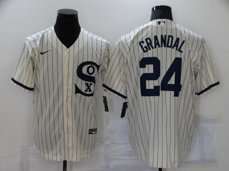Men's Chicago White Sox Yasmani Grandal #24 Beige Replica Baseball Jersey1 baseball jersey product view 1