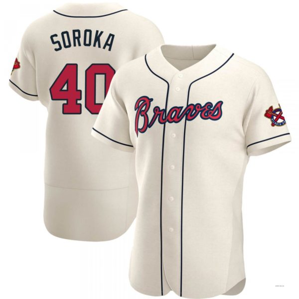 Atlanta Braves #40 Mike Soroka Cream Alternate Jersey Stitches Baseball Jerseys baseball jersey product view 1