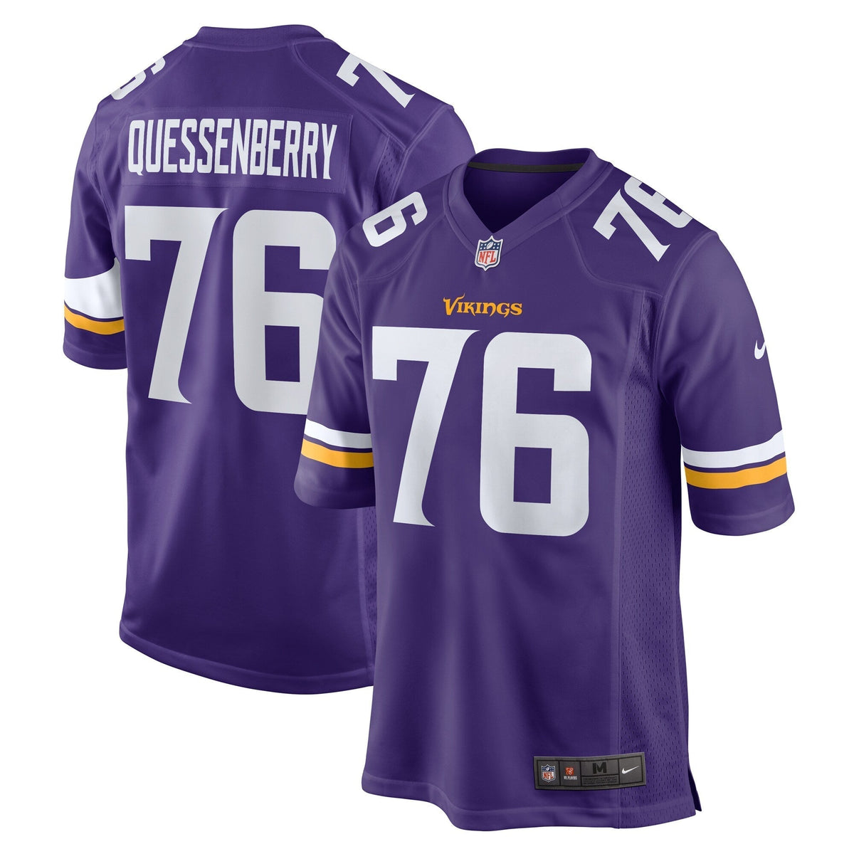 David Quessenberry Minnesota Vikings Nike Team Game Jersey - Purple football jersey product view 1