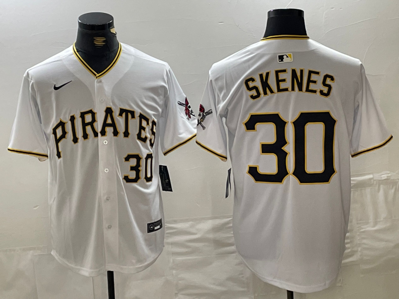 Men's Pittsburgh Pirates Paul Skenes #30 White Home Replica Player Jersey1 baseball jersey product view 1