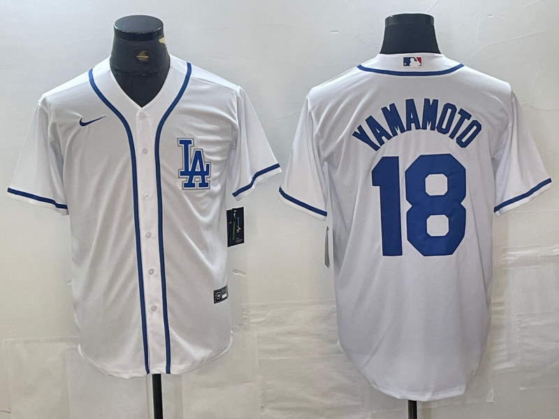 Men's Los Angeles Dodgers Yoshinobu Yamamoto #18 White Limited Player Jersey1 baseball jersey product view 1