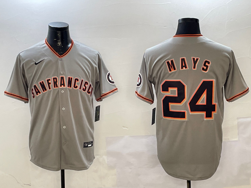 Men's San Francisco Giants Willie Mays #24 Gray Replica Player Jersey baseball jersey product view 1