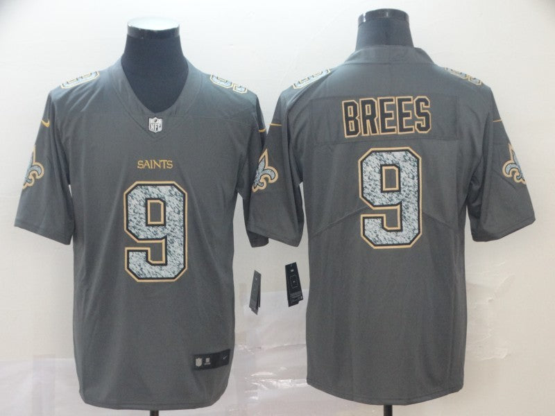 Men's New Orleans Saints Drew Brees #9 Gray Player Game Jersey1 football jersey product view 1