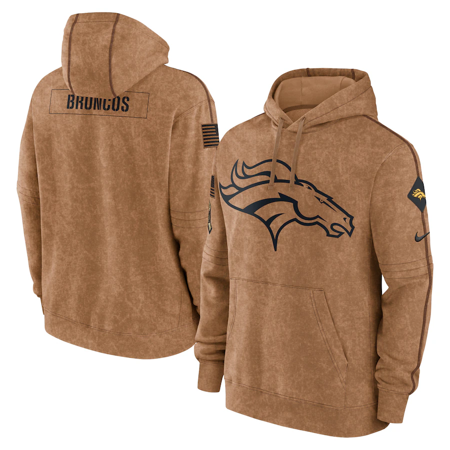 Men's Denver Broncos Brown 2023 Salute To Service Club Pullover Hoodie1 football jersey product view 1