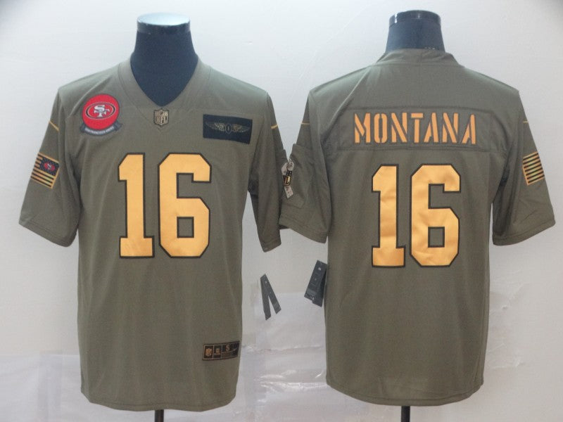 Men's San Francisco 49ers Joe Montana #16 Brown Authentic Game Jersey1 football jersey product view 1
