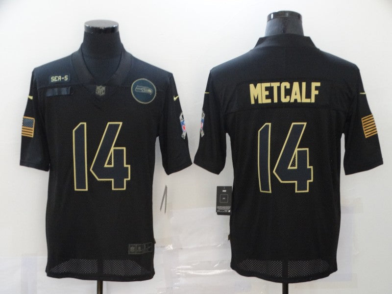 Men's Seattle Seahawks DK Metcalf #14 Black Game Player Jersey football jersey product view 1