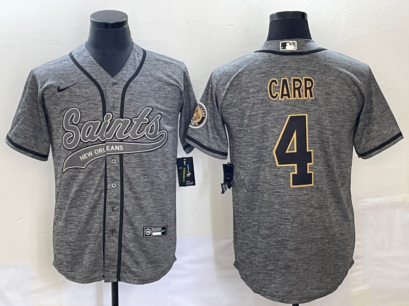 Men's New Orleans Saints Derek Carr #4 Gray Game Jersey1 Joint Edition football jersey product view 1