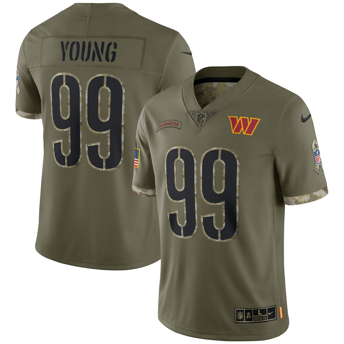 Chase Young Washington Commanders Nike Salute To Service Limited Jersey - Olive football jersey product view 1