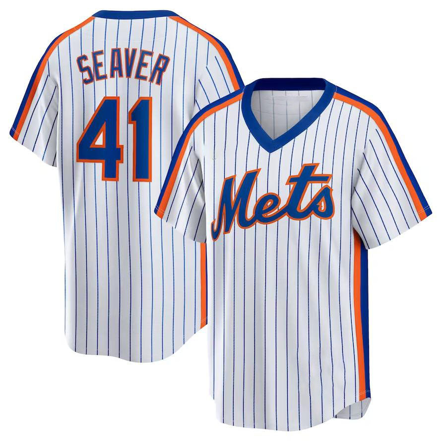 New York Mets #41 Tom Seaver White Home Cooperstown Collection Player Jersey Baseball Jerseys baseball jersey product view 1