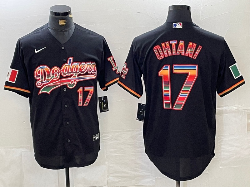 Men's Los Angeles Dodgers Shohei Ohtani #17 Black Replica Player Name Jersey1 baseball jersey product view 1