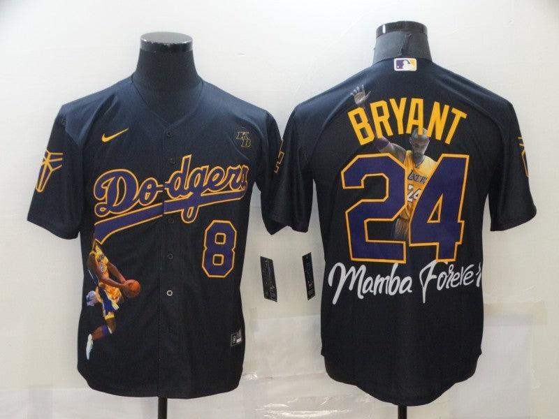 Men's Los Angeles Dodgers Kobe Bryant #8-24 Black Game Player Jersey1 basketball jersey product view 1