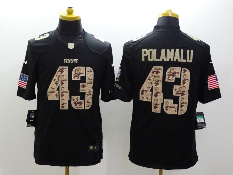 Men's Pittsburgh Steelers Troy Polamalu #43 Black Authentic Game Jersey1 football jersey product view 1