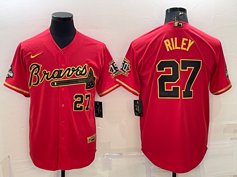 Men's Atlanta Braves Austin Riley #27 Red Replica Game Jersey1 baseball jersey product view 1