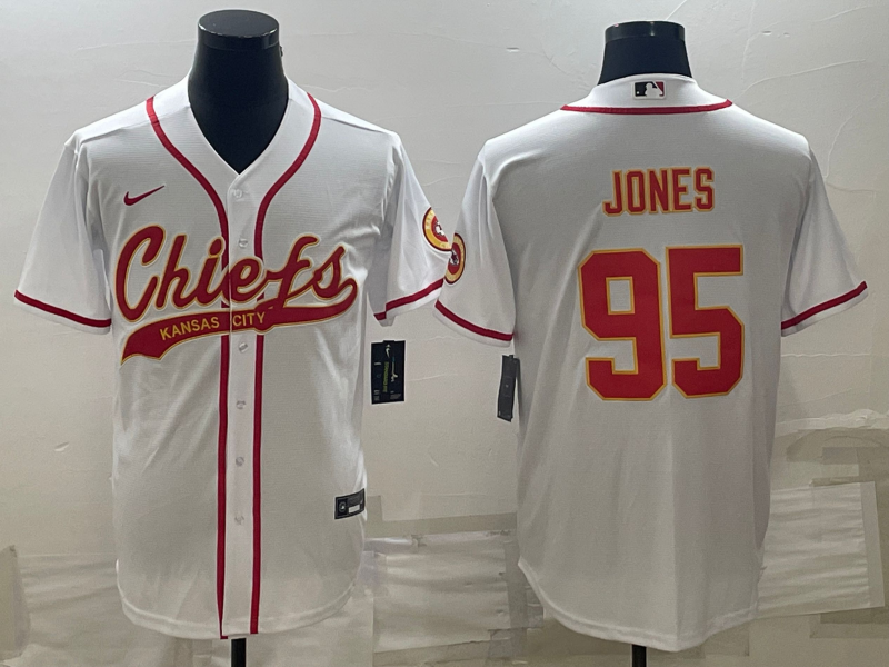 Men's Kansas City Chiefs Chris Jones #95 White Game Jersey1 Joint Edition football jersey product view 1