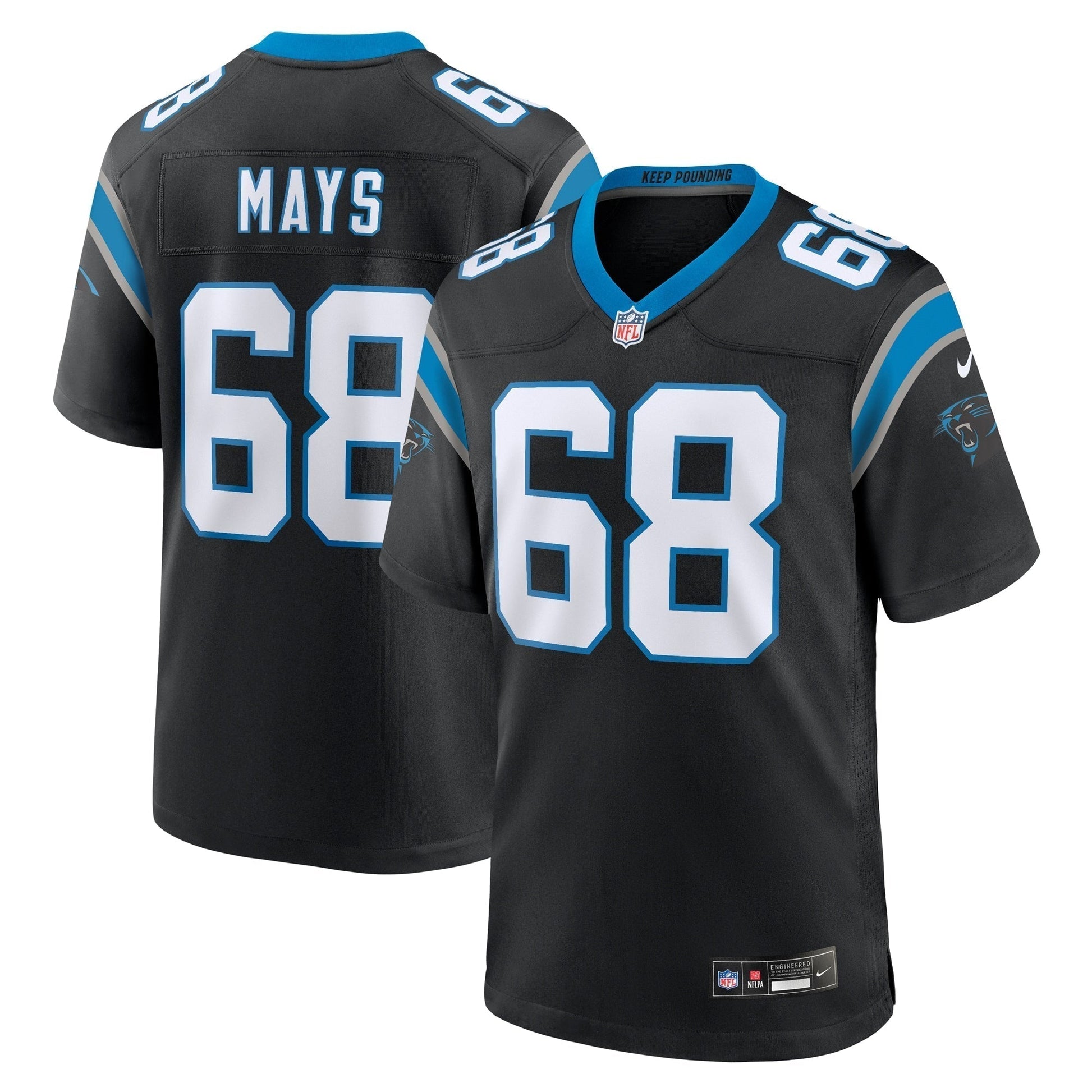 Cade Mays Carolina Panthers Nike Team Game Jersey - Black football jersey product view 1