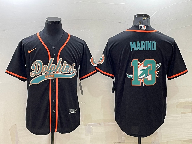 Men's Miami Dolphins Dan Marino #13 Black Player Jersey1 Joint Edition football jersey product view 1
