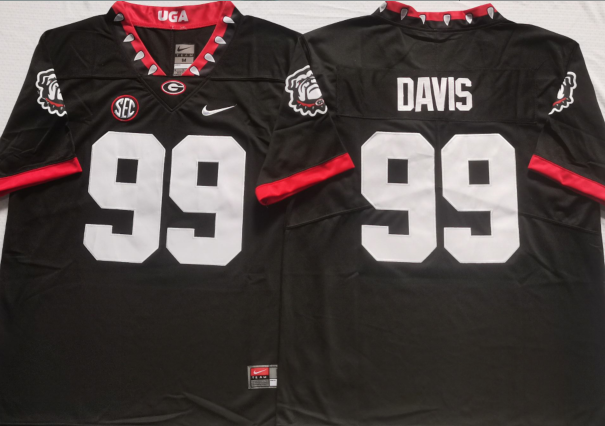 Men's Georgia Bulldogs Jordan Davis #99 Black Player Jersey basketball jersey product view 1
