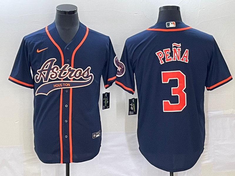 Men's Houston Astros Jeremy Pena #3 Navy Replica Jersey Joint Edition baseball jersey product view 1