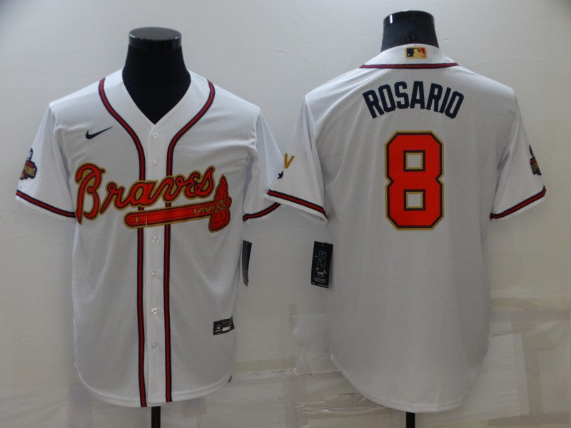 Men's Atlanta Braves Eddie Rosario #8 White Replica Player Jersey1 baseball jersey product view 1