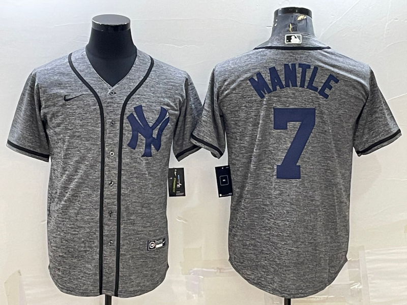 Men's New York Yankees Mickey Mantle #7 Gray Replica Game Jersey1 baseball jersey product view 1