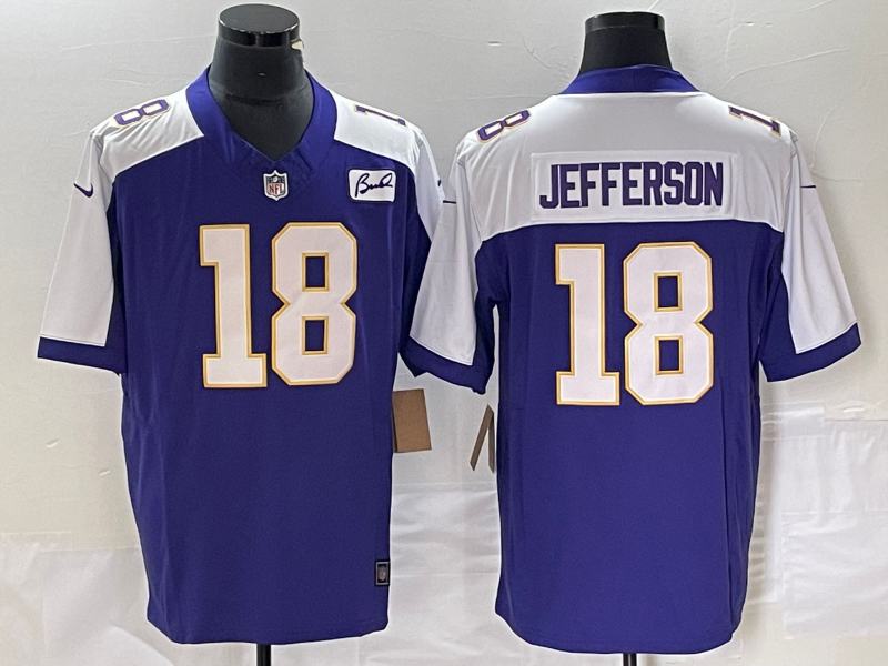 Men's Minnesota Vikings Justin Jefferson #18 Purple Vapor F.U.S.E. Limited Jersey1 football jersey product view 1
