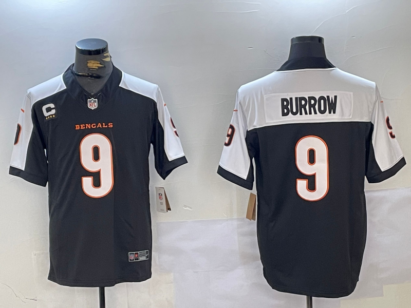 Men's Cincinnati Bengals Joe Burrow #9 Black Player Jersey2 football jersey product view 1