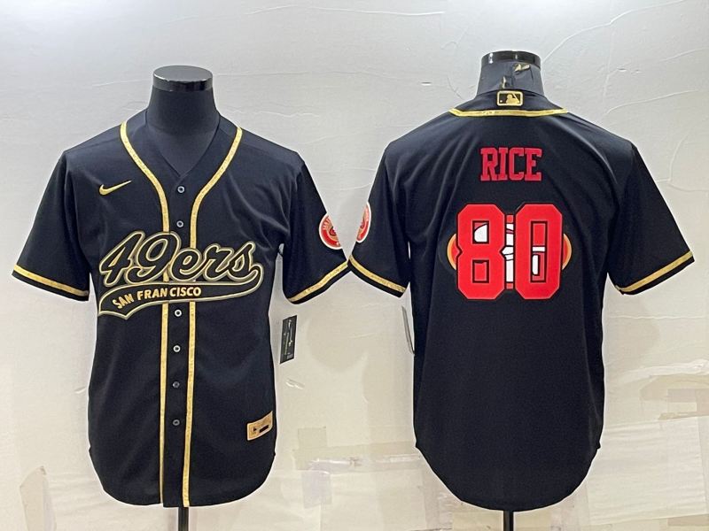 Men's San Francisco 49ers Jerry Rice #80 Black Game Player Jersey1 Joint Edition football jersey product view 1