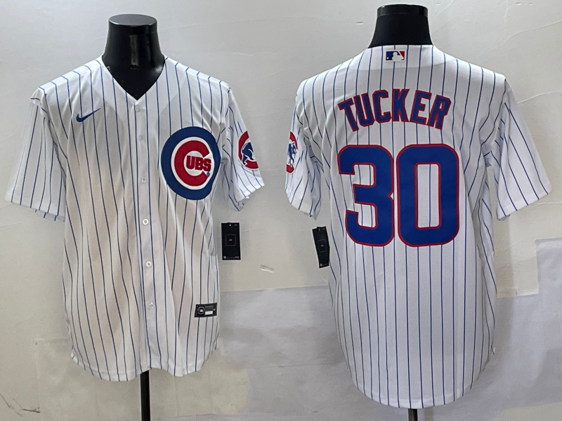 Men's Chicago Cubs Kyle Tucker #30 White Home Replica Player Jersey baseball jersey product view 1