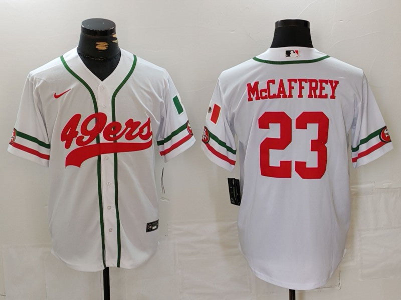 Men's San Francisco 49ers Christian McCaffrey #23 White Replica Player Jersey1 football jersey product view 1