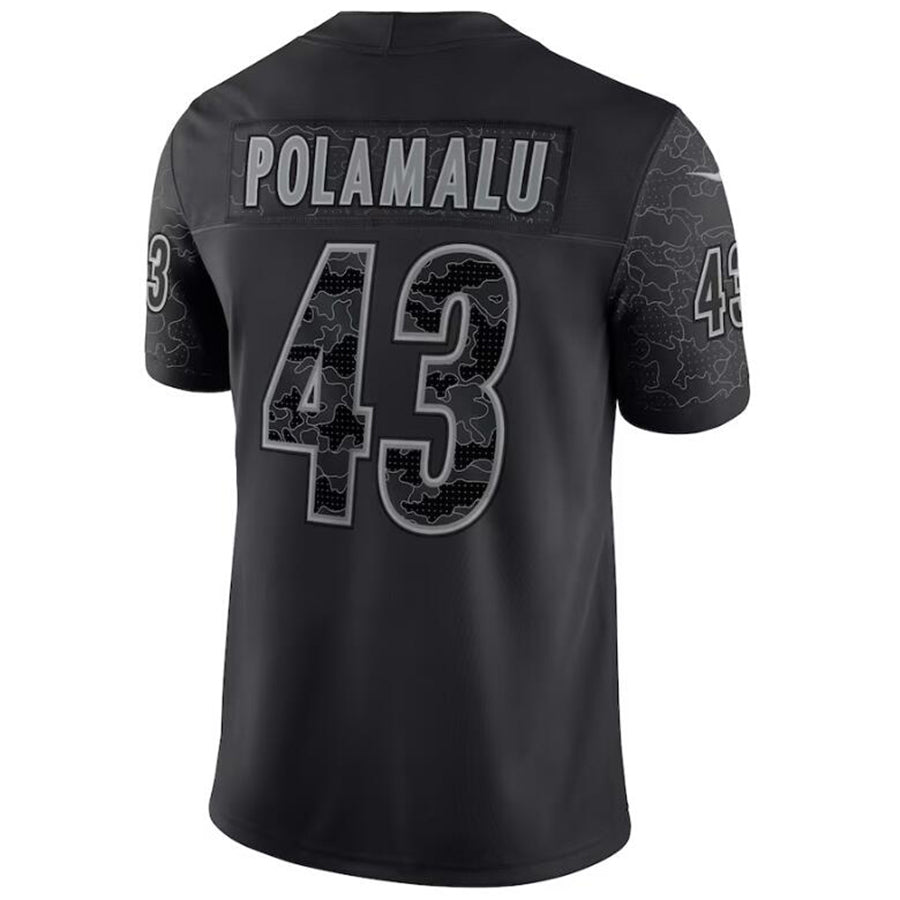 #43 Troy Polamalu Player P.Steelers Black RFLCTV Limited Football Jerseys football jersey product view 1