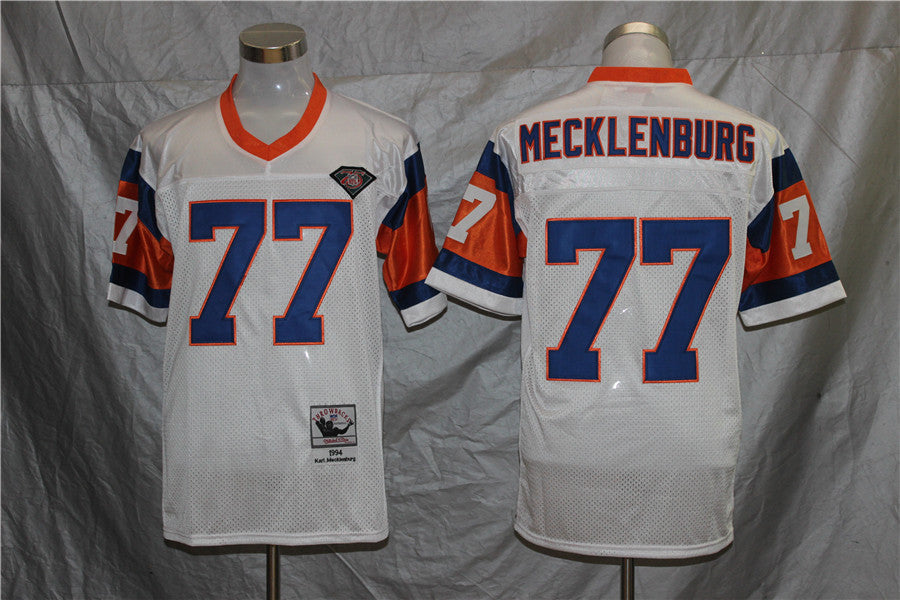 Men's Denver Broncos Karl Mecklenburg White Legacy Replica Jersey1 football jersey product view 1