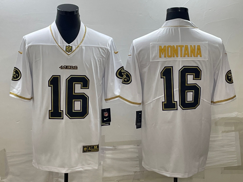 Men's San Francisco 49ers Joe Montana #16 White Player Jersey1 football jersey product view 1