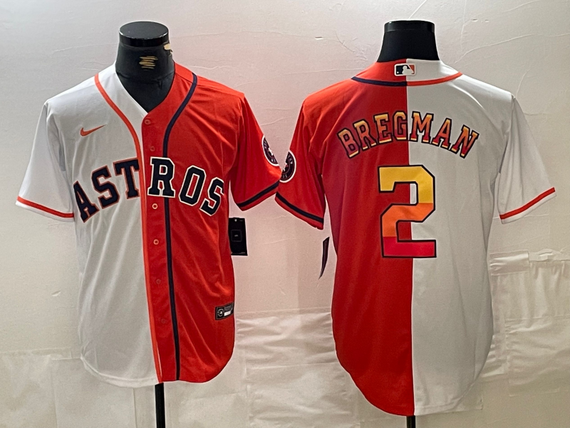 Men's Houston Astros Alex Bregman #2 White/Orange Replica Player Jersey1 baseball jersey product view 1
